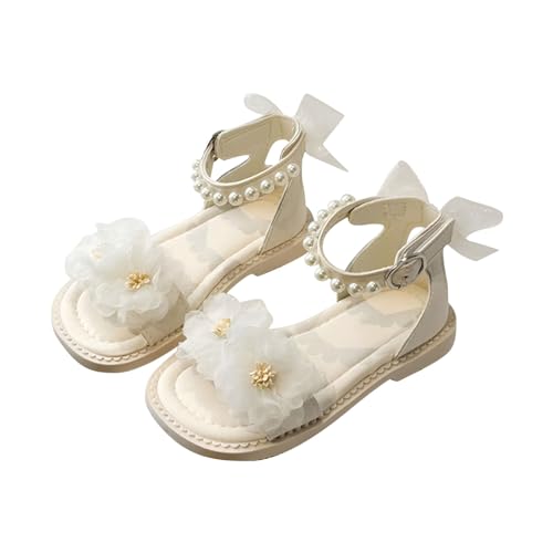 Girls Flower Sandals Summer For Children Wearing Beach Shoes Pearl Soft Sole Girls Shoes Size 2