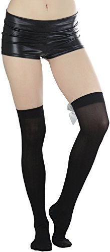 Image of ToBeInStyle Women's Back Satin Bow Thigh Hi