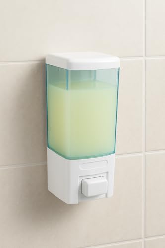 Image of BATH GURU ABS Plastic Manual Push Wall-Mounted Liquid Soap Dispenser for Wash Basin | Bathroom | Kitchen | Restroom, 460Ml, White