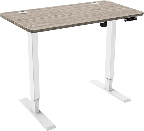 Dskeuzeew Electric Standing Desk Height Adjustable Standing Desk, 120 x 60 cm Sit Stand up Desk for Home Office (Wood)