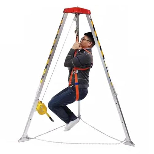 Sbziojhdr One Color Rescue Tripod, Kit Adjustable Rescue Entry, Fire Tools Derrick For Exploration Wells Manhole Sewer Tunnel(2600Lbs Winch)