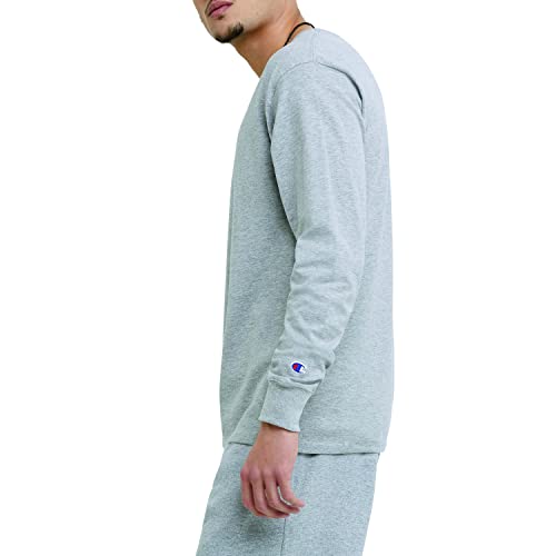 Champion Men's Classic Jersey Long Sleeve T-Shirt, Oxford Gray, L3