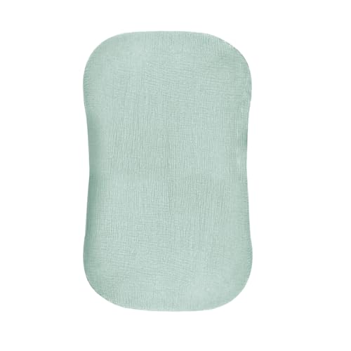 Image of Hooyax Muslin Baby Lounger Cover, 100% Cotton Durable Newborn Lounger Cover, Soft and Breathable Infant Lounger Cover for Boys Girls, Covers Only (Blue-Green)