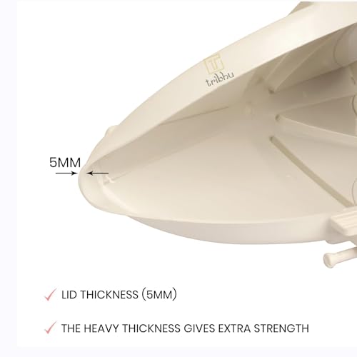 TRIBHU Tank Cover | Pure Unbreakable Lid | Hinge Type | Plastic 500 L - 2000 L Water Tank | Plastic Round Water Tank | Closing Lid | Open Water Tank Cover Flush (White)