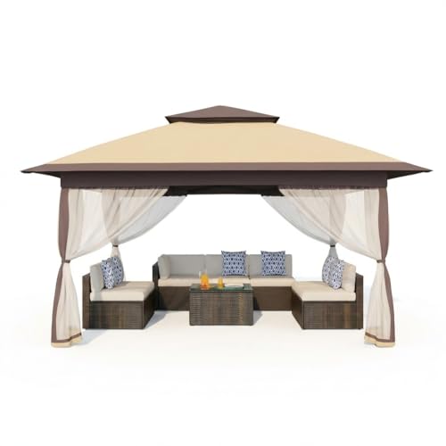 Garvee Montage One-Push, Protection UV 50+ – Tonnelle Pliante 3x3 m avec moustiquaire – Toit Double, 4 Sacs de Sable, Hauteur réglable, étanche –...
