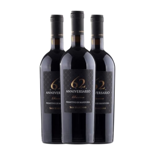 San Marzano 62 Primitivo Primitivo di Manduria Reserva 75 cl Vino tinto (Caja de 3 Botellas de 75 cl)