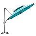 LKINBO Parasol de Jardin d'extérieur Rond 3.3m, Parasol Déporté Inclinable, Parasol Déporté Toit à Double Rotatif 360°, Parasol de Patio extérieur pour Jardin, Balcon, Marché, Bleu Ciel