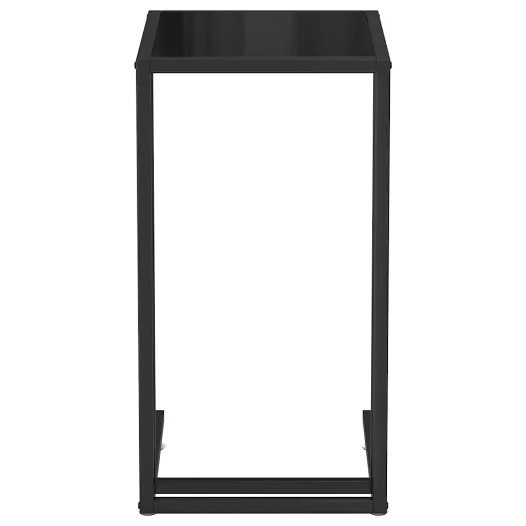 Stolik pomocniczy, czarny, ze szkła hartowanego i żelaza, 50 x 35 x 65 cm, stabilny stolik do odkładania do salonu, sypialni, korytarza, jako stolik pod telefon, stolik kawowy, stolik nocny