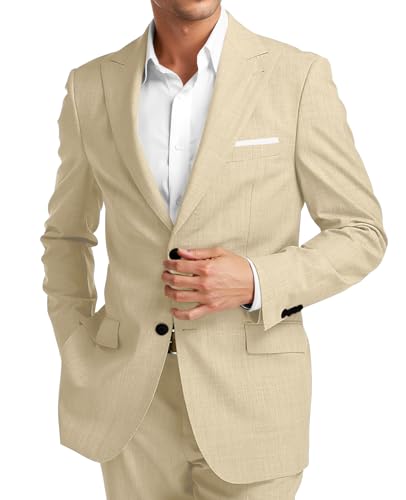 Mens Suit 2 Piece Slim Fit Wedding Prom Suits for Men Two Button Blazer Pants Suit Set for Formal Business