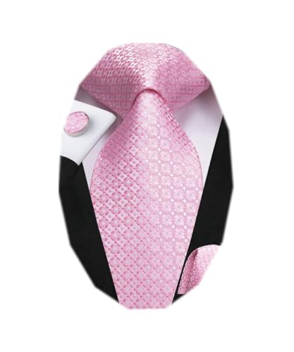 Image of Dubulle Mens Paisley Floral Silk Tie for Men Striped Necktie and Pocket Square Cufflinks Set Wedding Business