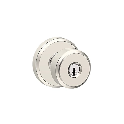 Image of SCHLAGE F51A BWE 618 GSN Bowery Knob with Greyson Trim Keyed Entry Lock, Polished Nickel,2.3 x 2.8 x 2.8 inches