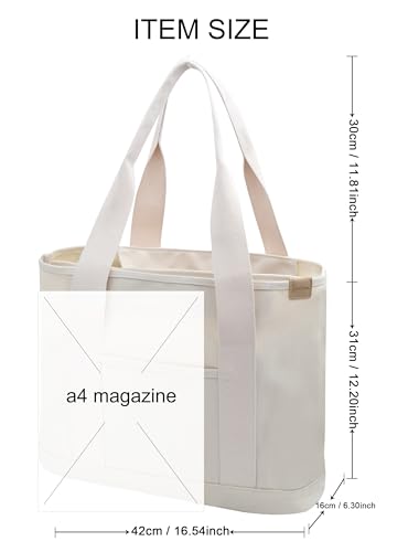 Image of TeeYee 16oz Canvas Tote Bag Casual Multi pockets Handbags Large Capacity Shopping Shoulder Bag with Pocket Bags Work Purses