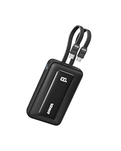 Anker Zolo Powerbank, 20.000mAh 45W Max. portables Schnellladegerät mit Zwei integrierten USB-C Kabeln, 1x USB-C und 1x USB-A Port, Akkupack für iPhone 17/16/15 Serie, Samsung, MacBook, iPad und mehr
