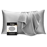 ATreebag Kissenbezug aus 100% Seide für Haar und Haut, 19 Momme Reine Maulbeerseide Seide, Seidenkissenbezug mit verstecktem Reißverschluss und Geschenkbox, 1 Stück (Silber grau, 40x80 cm)
