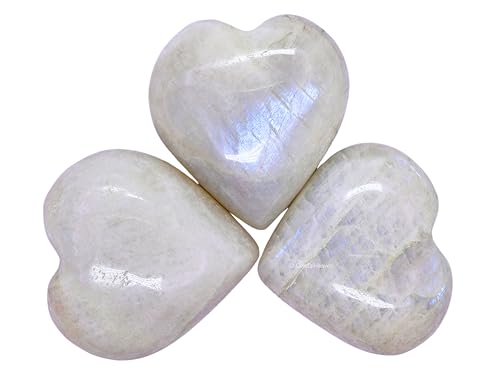 Image of Crystal Heaven Certified Moonstone Heart Palm Pebbles Stones For Anxiety Stress Relief Massage - Aaa Grade Original Healing Gemstone Agate Heart Palm Stone For Yoga Meditation Spiritual