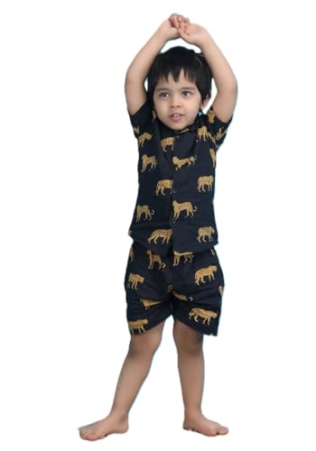 Image of POLKA TOTS Cotton Half Sleeves Shirt With Shorts, All Over Print Cord Set for Baby Boy Kids