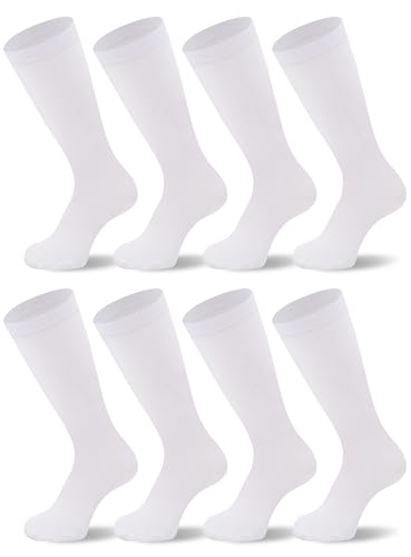 Duufin 8 Pairs Boys Baseball Socks Football Softball Soccer Sock Knee-High Athletic Socks for Youth Boys and Girls Age 8-10 White