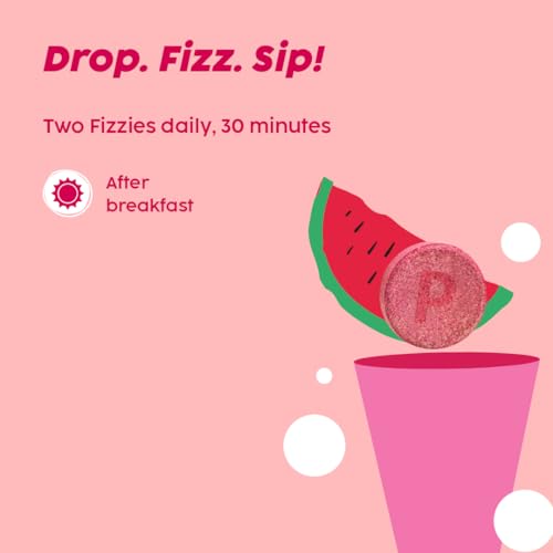 PLIX - THE PLANT FIX Collagen Builder Bubbly Effervescent-15 Capsules (Pack Of 4,Watermelon) For Hydrated Skin & Anti-Aging|Amino Acid Blend For Collagen Production|Vitamin C & E|100% Vegan,4 Count