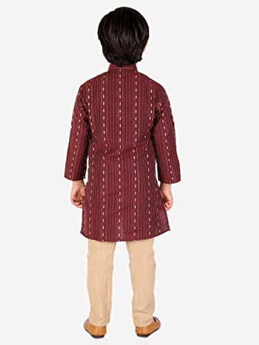 Image of Pro-Ethic Style Developer Boys Cotton Floral Ethnic Wear Kurta & Contrast Pajama Set (152)