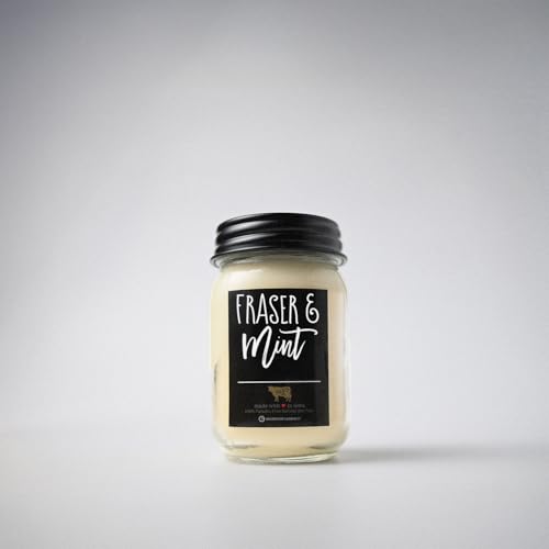 Image of Milkhouse Fraser & Mint Soy Candle, 13 oz Mason Jar, 70+ Hr Burn