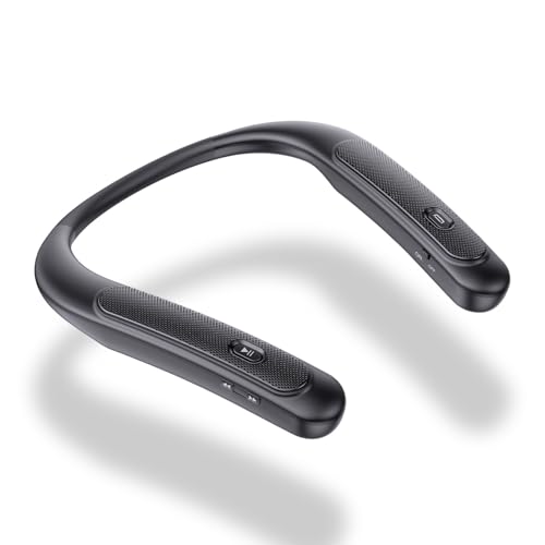 PUSOKEI Kabelloser Nackenbügel-Lautsprecher, 3D-Stereo-Sound, 12 Stunden Spielzeit, Kabelloser Tragbarer Bluetooth 5.4-Nackenlautsprecher mit Integriertem Mikrofon, für
