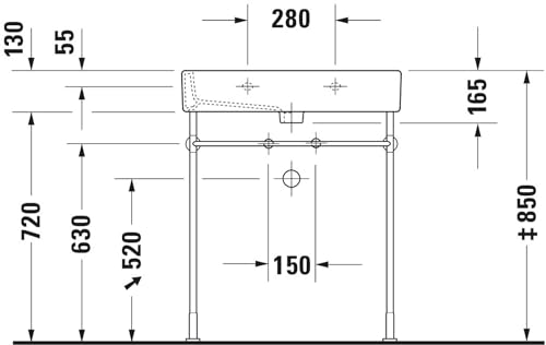 Duravit 0454700000 Vero Bathroom Sink with Faucet Hole and Overflow White