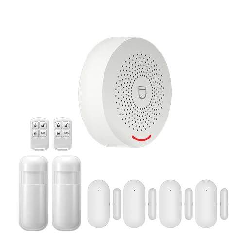 DIY-Alarmsystem für die Sicherheit zu Hause, W-LAN Intelligentes Alarmsicherheitssystem mit Türsensor Smart Life & Tuya App Control kompatibel HeiDIY-Einbruchalarm-Set(D)