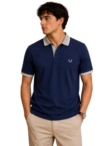 Image of Mens Pique Polo T-Shirt | Cotton Rich, Smart Fit Polo with Embroidered Logo | Casual & Sports Wear | Polo T-Shirt for Men