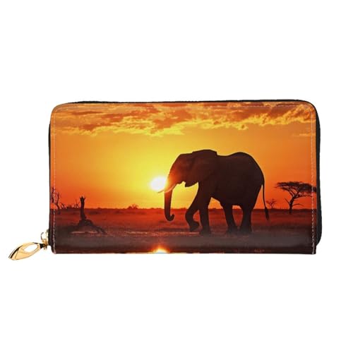Elephant Pictures Women Wallets Leather Zip Around Clutch Purses Waterproof Credit Card Holder With Phone Holder Ladies Travel Coin Purse
