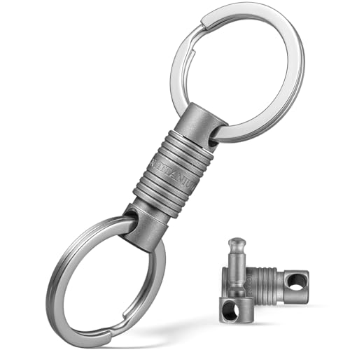 TISUR Titanium Quick Release Keychain, 360° Rotation Separating Keychain,Small Pull Apart Key Chain With Detachable Key Rings