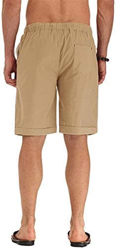 Sailwind Men’s Linen Shorts Casual Drawstring Summer Beach Shorts Us Medium Khaki #TOP3