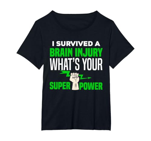 I Survived Brain Injury Awareness, TBI, Brain Injury Survivor T-Shirt, Women's Plus, Black, 3X