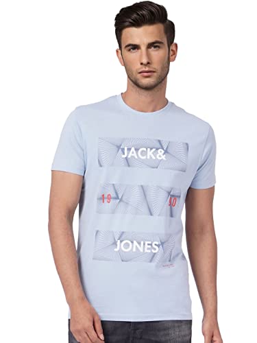 Image of JACK & JONES Men's Placement Print Slim Fit Round Neck T-Shirt