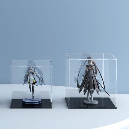 Image of Acrylic Display Case for Collectibles and Toys, Versatile Clear Acrylic Display Box with Black Base for Action Figures and Trophy, 7x7x11-inch