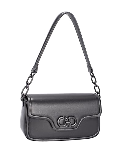 David Jones – Bolso de hombro Ciudad Mujer – Bolso de mano de fiesta de piel sintética – Talla pequeña – Chic Elegante Clásico, Negro