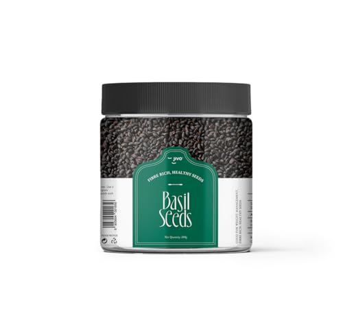 Image of Jivo Raw Basil Seeds for weight loss - 200gm | Sabja Seed, Takmuria Seeds 200g (Jar Pack) | High Fibre And Omega 3