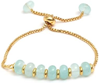 Gempires Gemstone Beads Bolo Bracelet for Women | Gold Plated Adjustable 6 to 8 Inch Crystal Bracelet | Handmade Beaded Jewellery Gift | Turquoise Quartz, Amethyst, & More