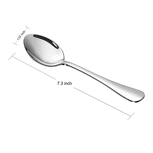 Image of SANTUO 16 Piece Stainless Steel Dinner Spoons Set, 7.3 inch Silverware Set, Table Soup Spoons, Mirror Finish & Dishwasher Safe