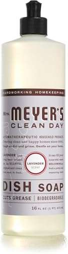 MRS. MEYER'S CLEAN DAY Liquid Dish Soap, Cruelty Free Formula, Lavender Scent, 16 oz