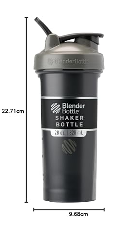 Image of BlenderBottle Classic V2 Shaker Bottle Perfect for Protein Shakes and Pre Workout, 28-Ounce, Grey /Black, Black Shadow