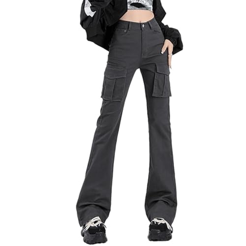 Women's high Waisted Micro Flared Jeans,American Spicy Girls, Slim fit and Floor Length Flared Elasticity Pants