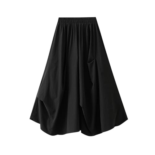 Womens Irregular Pleated Skirt Elastic High Waisted Midi Skirt Asymmetric A-Line Skirts Loose Casual for Prom Party