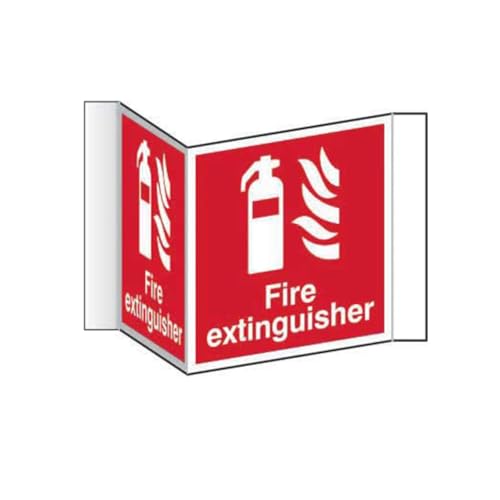 Fire Extinguisher Location 3D Projection Sign - Red/White, Self-Adhesive Mounting Strips, Double-Sided W200mm x H200mm, Workplace & Office Fire Safety Marker