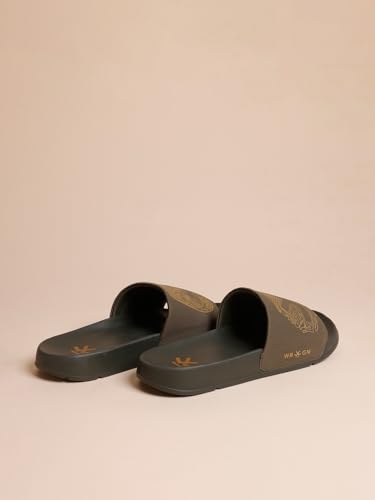 Image of WROGN Men's Anti-slip Sliders | Lightweight EVA Sole | | Gold HD Print