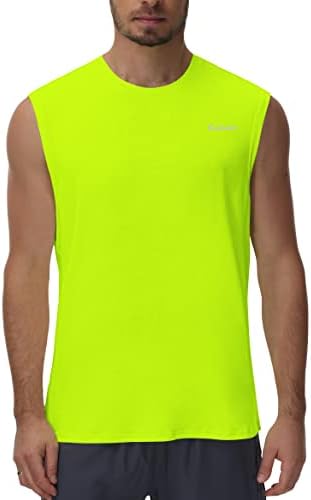 Cakulo Men's Workout Swim Sleeveless Shirts Quick Dry Beach Pool Tech Running Athletic Exercise Muscle Bodybuilding Basketball Summer Joggers Tank Top Big and Tall Neon Yellow S