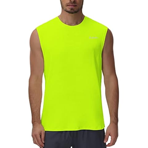 Cakulo Men's Workout Swim Sleeveless Shirts Quick Dry Beach Pool Tech Running Athletic Exercise Muscle Tank Top Big and Tall, Neon Yellow, Medium Cover