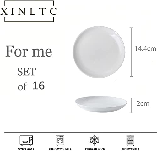 Xinltc Ceramic Dessert Plates White, Set Of 16, 5.6'' Small Appetizer Plates, Small Plates For Dessert, Appetizer And Sauce, Waffles, Cake, Small White Plates, Microwave, Oven, And Dishwasher Safe #TOP1