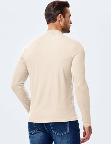 Mens Mock Turtleneck T Shirts Long Sleeve Slim Fit Shirts Casual Ribbed Knited Tops Thermal Pullover Undershirts2