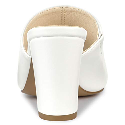 Allegra K Allegra K Women's Slip On Block Heel Slide Sandals White Slide Sandals - 7 M US