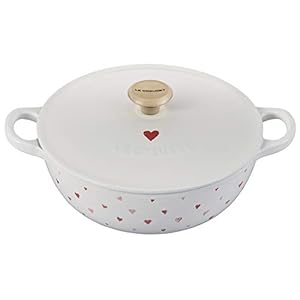 Le Creuset L’Amour Enameled Cast Iron Soup Pot, 2.75 Quarts, White with Heart Applique & Light Gold Knob